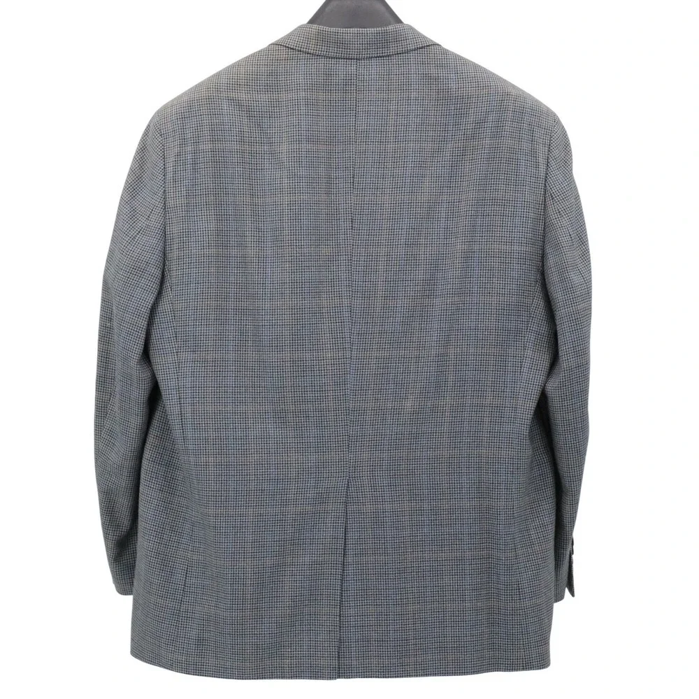 Ralph‎ Lauren Silk Wool Houndstooth Blazer Sport Coat Gray 46R